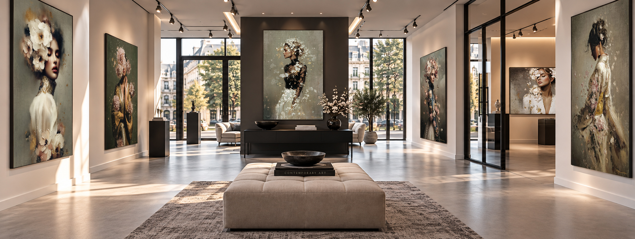 Kunstwerken van Ramona Nieuwenhuisen in een galerie