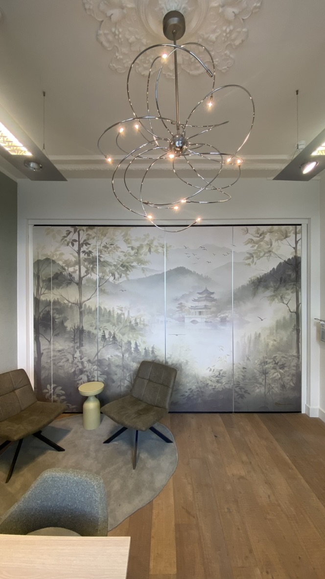 Miyabi on the flexible partition wall in Healthcare’s meeting room
