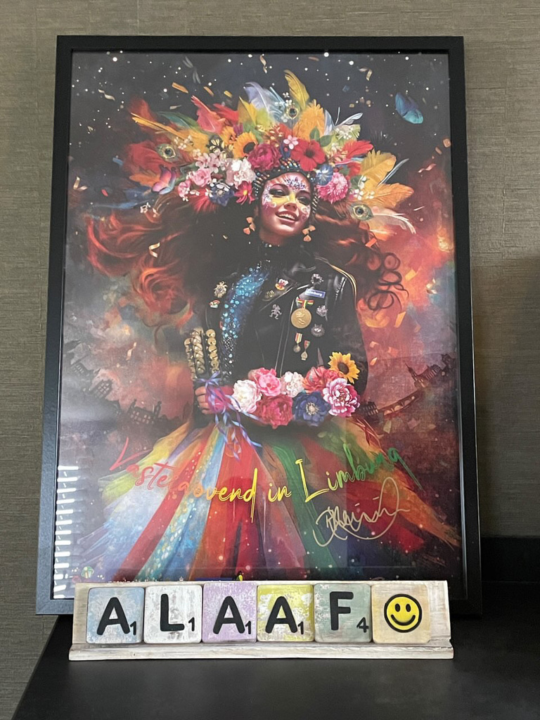 Framed carnival poster with an Alaaf decoration